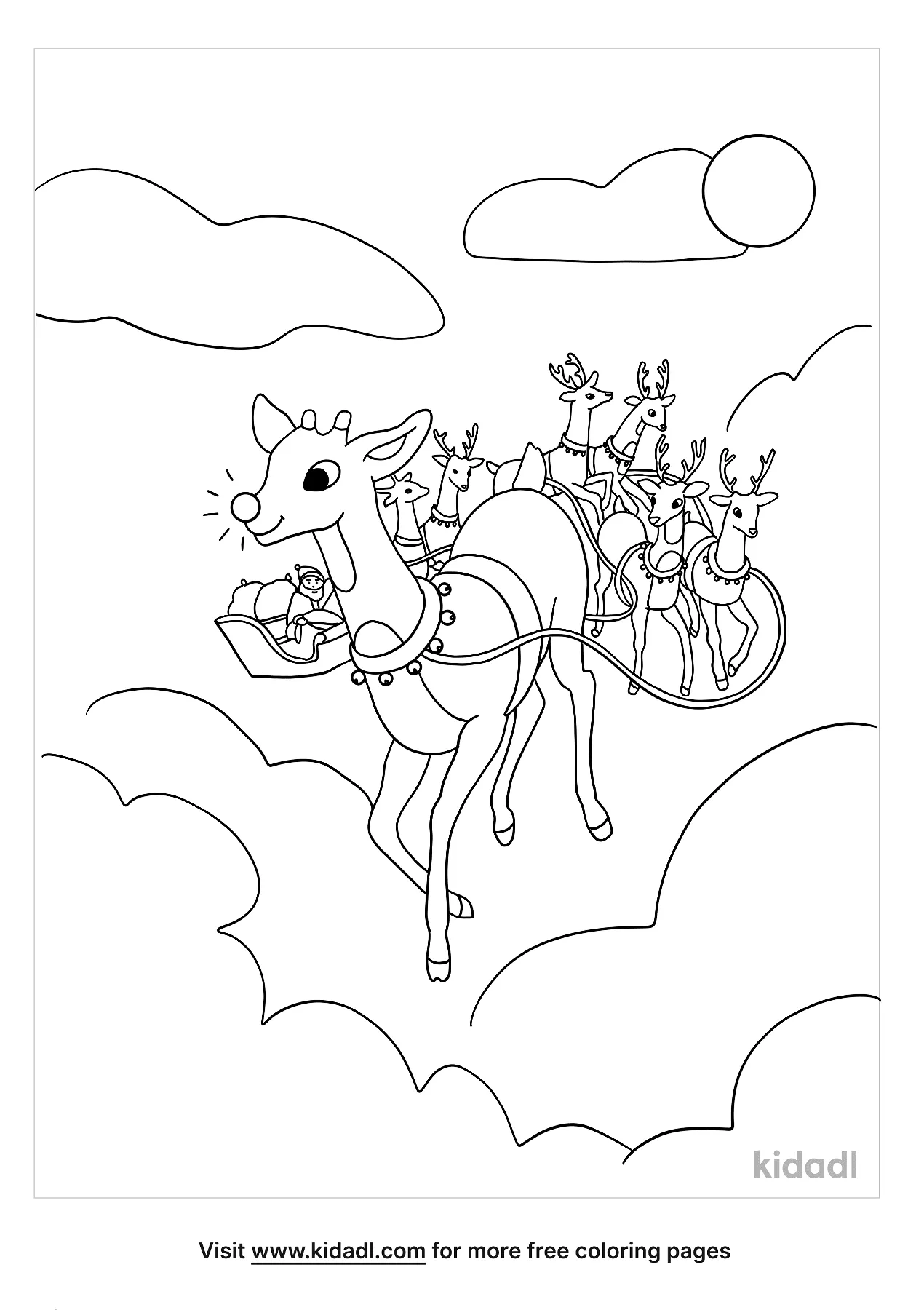 Free rudolph with a sleigh coloring page coloring page printables