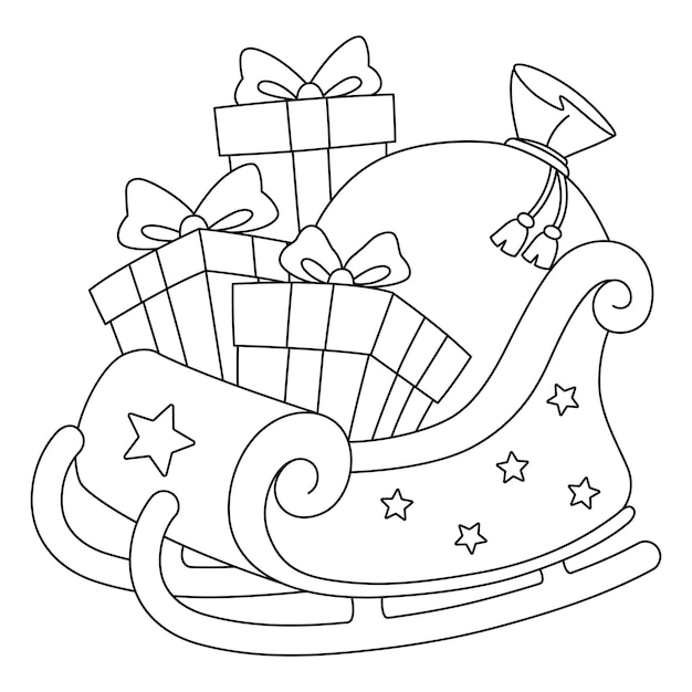 Premium vector christmas sleigh isolated coloring page for kids
