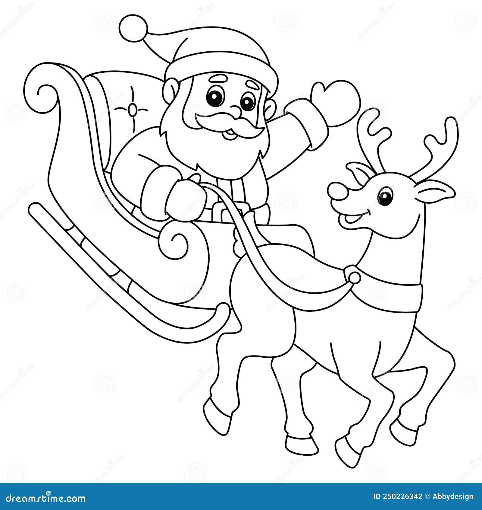 Christmas santa sleigh and reindeer isolated stock vector