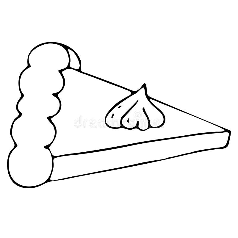 Slice of pumpkin pie vector element doodles coloring book stock vector