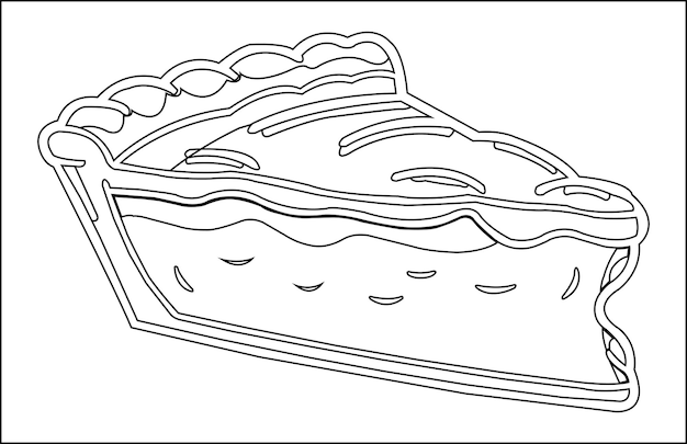 Premium vector a slice of apple pie outline isolated on white hand drawn vector cake piece