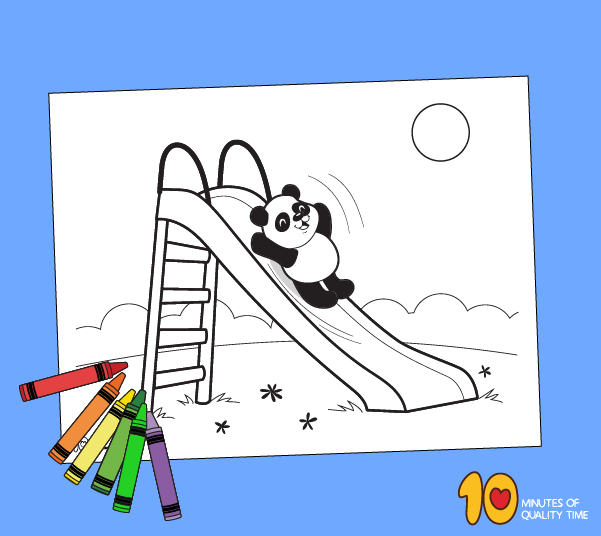 Panda on a slide coloring page â minutes of quality time