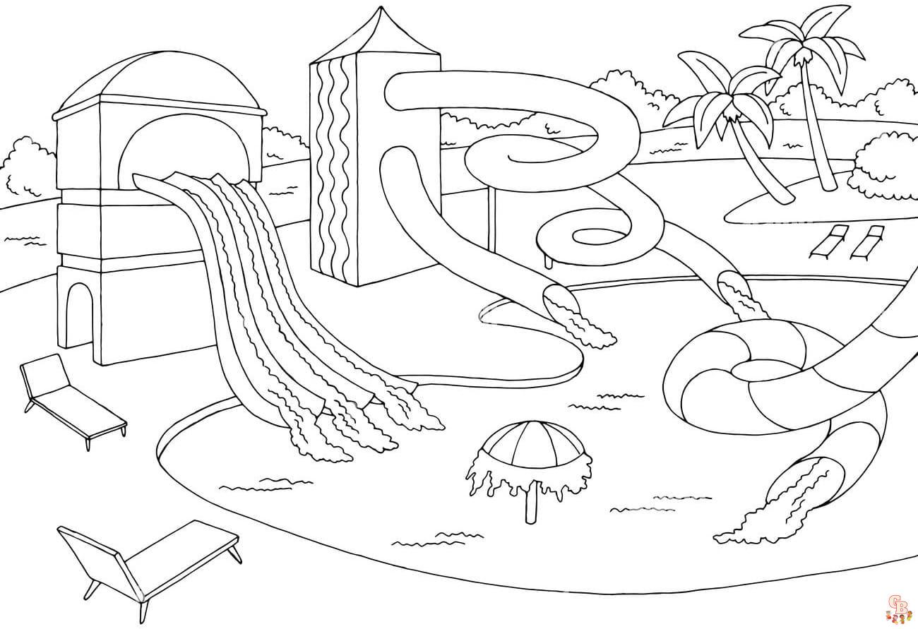 Printable waterpark coloring pages free for kids and adults