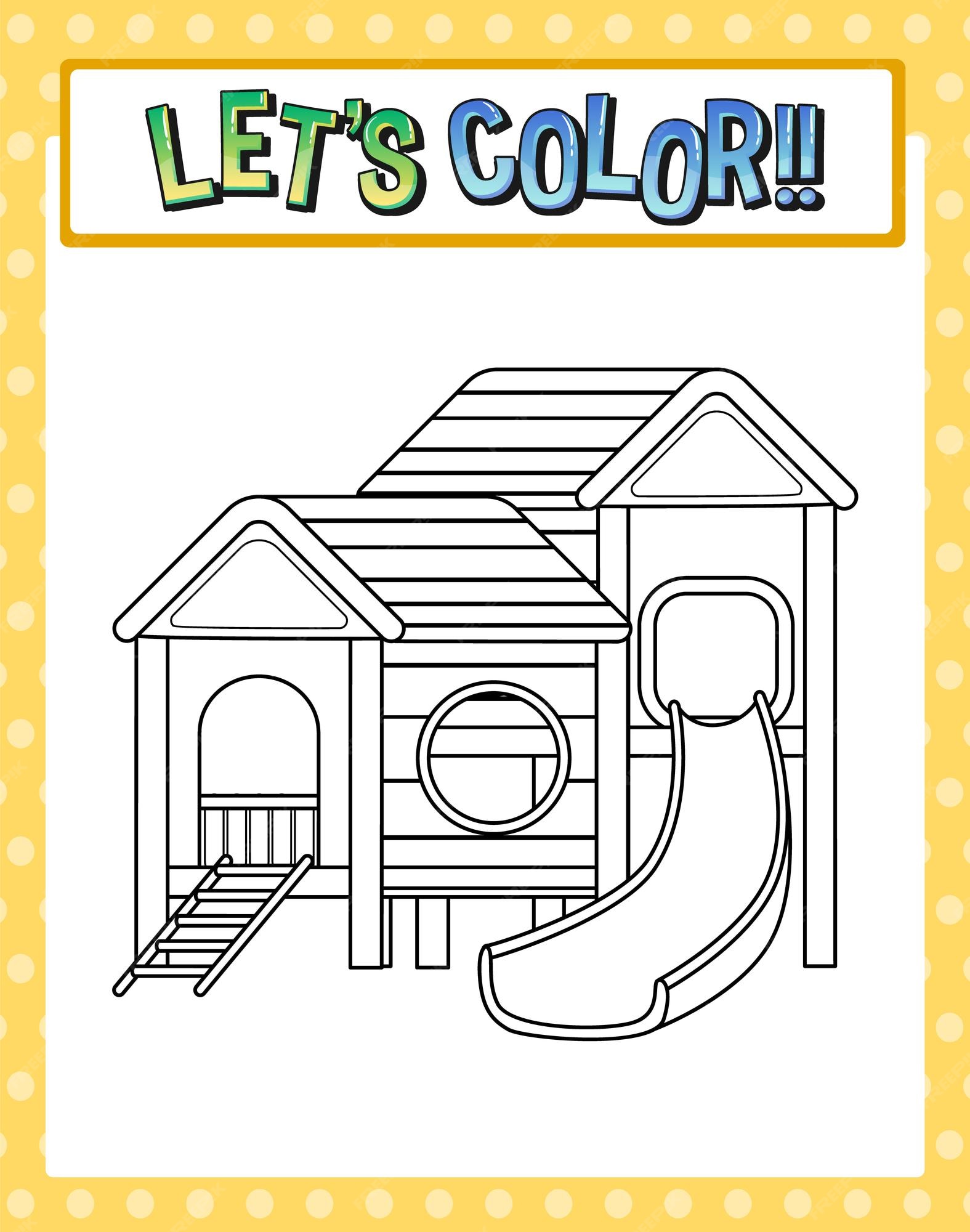 Premium vector worksheets template with lets color text and playground slide ou