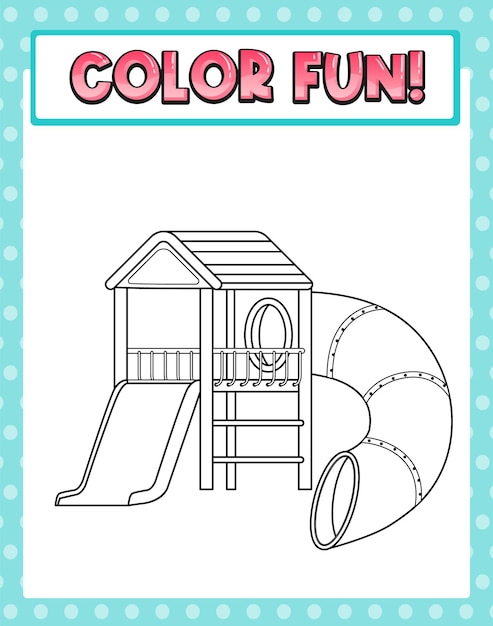 Premium vector worksheets template with color fun text and playground slide out