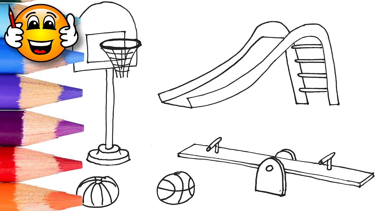 Coloring pages for kids playground slide coloring for kids bibabibo