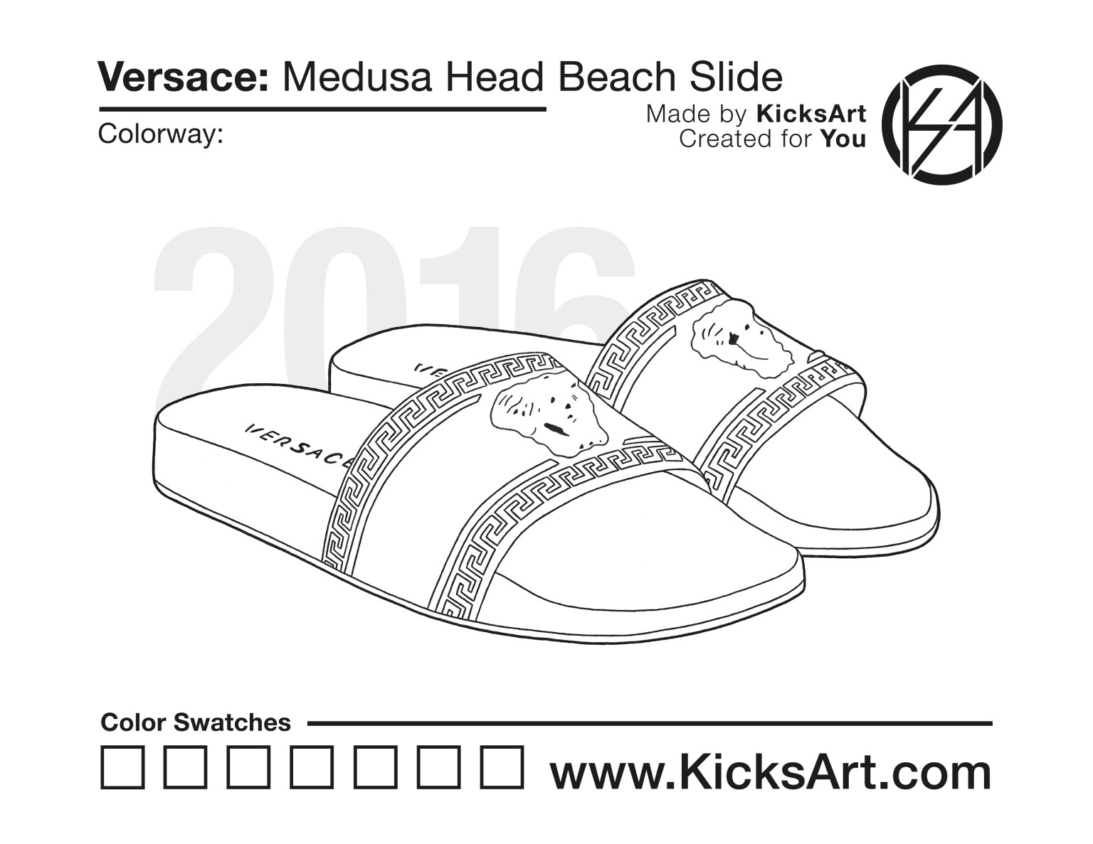 Versace medusa head beach slide sneaker coloring pages
