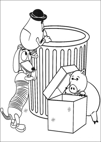 Mr potato head slinky dog and hamm coloring page free printable coloring pages