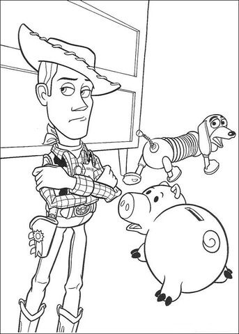 Hamm woody sheriff and slinky dog coloring page free printable coloring pages