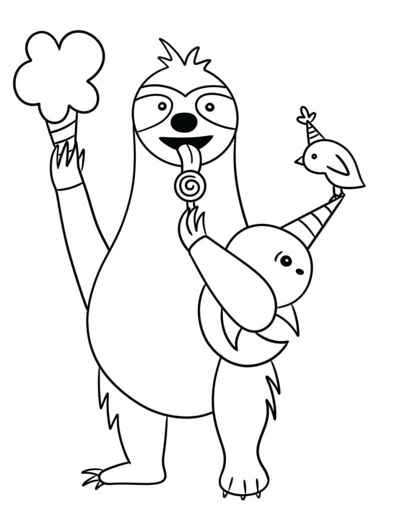 Free printable sloth coloring pages â the hollydog blog