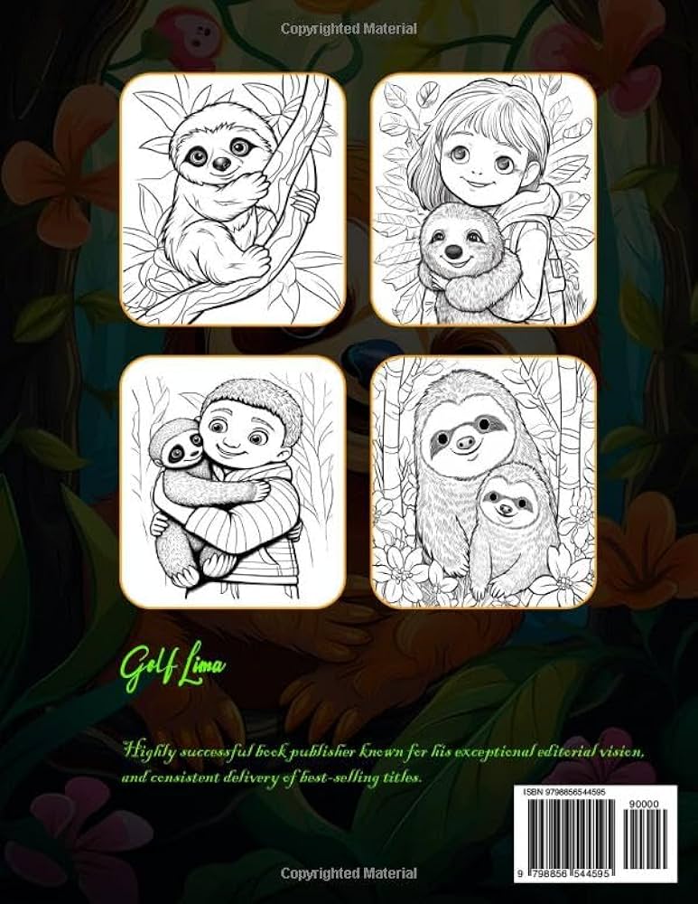 Sloth coloring book for kids a cute sloth illustrations to color including sloths lazy sloths cute sloths and more for kids of all ages golf lima books