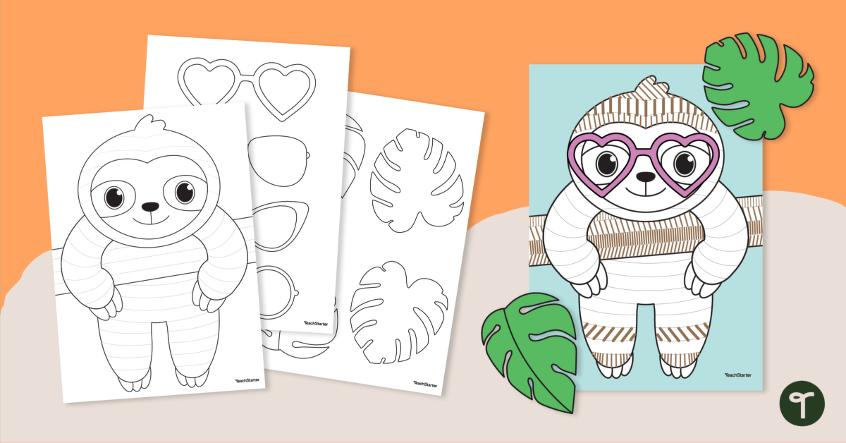 Funky sloth craft template teach starter