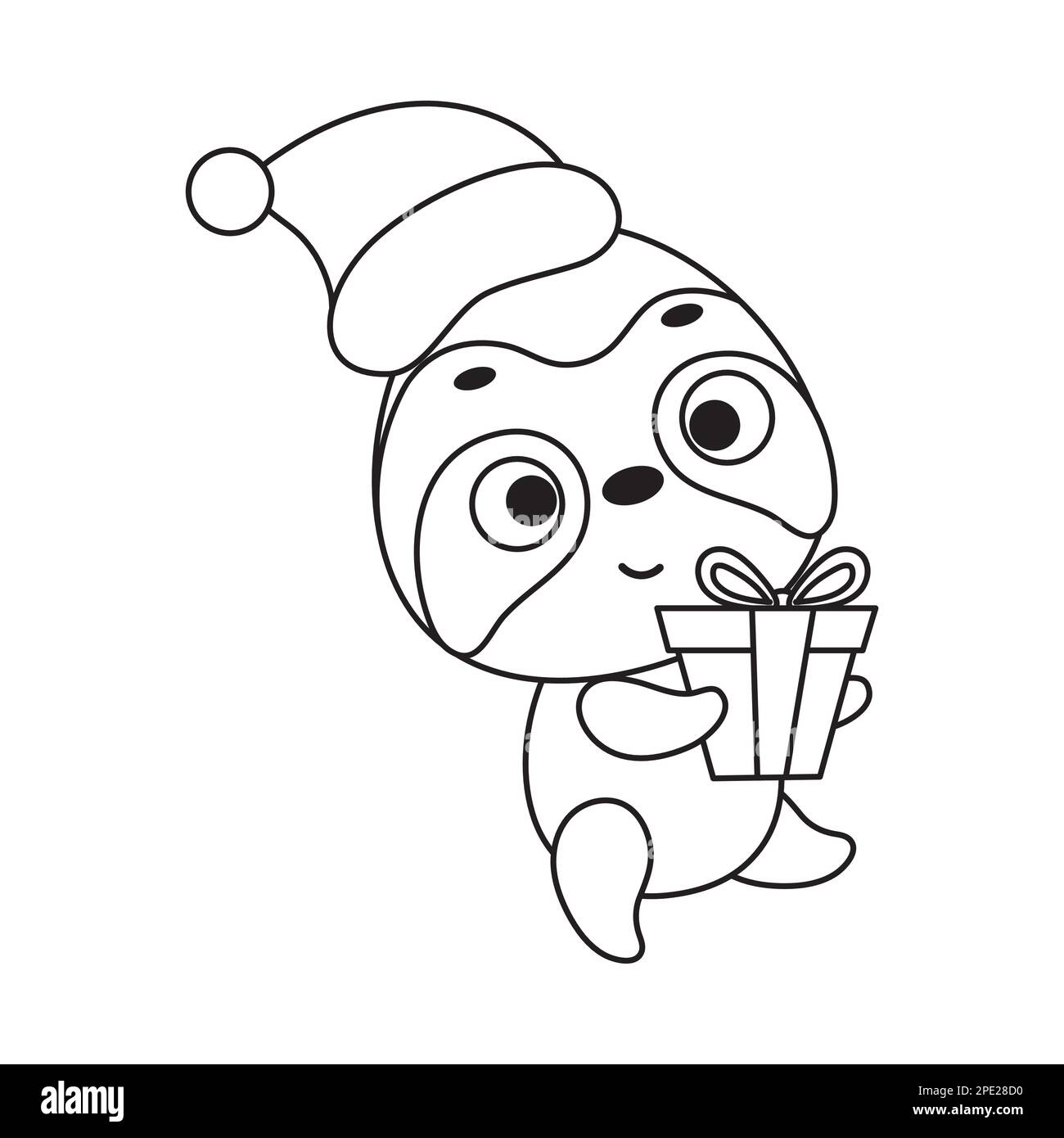 Coloring page cute little sloth carries gift box coloring book for kids educational activity for preschool years kids and toddlers with cute animal stock vector image art