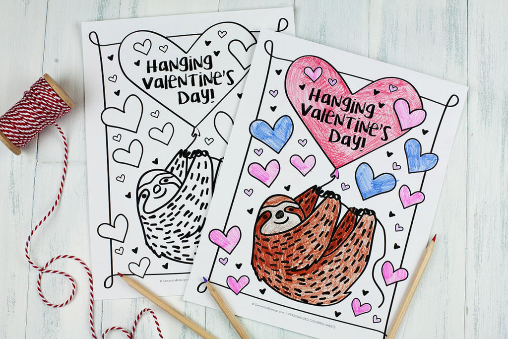 Free download sloth valentines day coloring sheet great class part â samantha b design