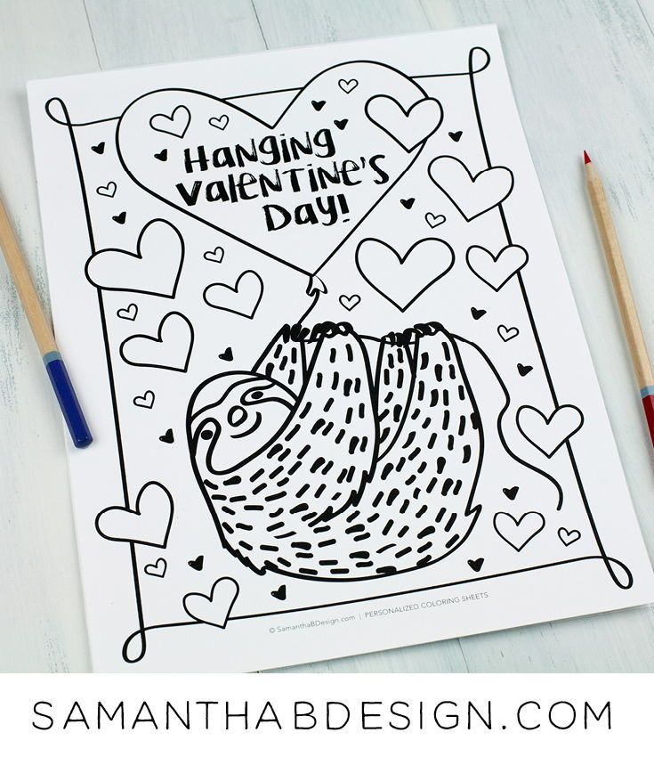 Free download sloth valentines day coloring sheet great class party idea valentines day coloring valentines day crafts for kids kids themed birthday parties