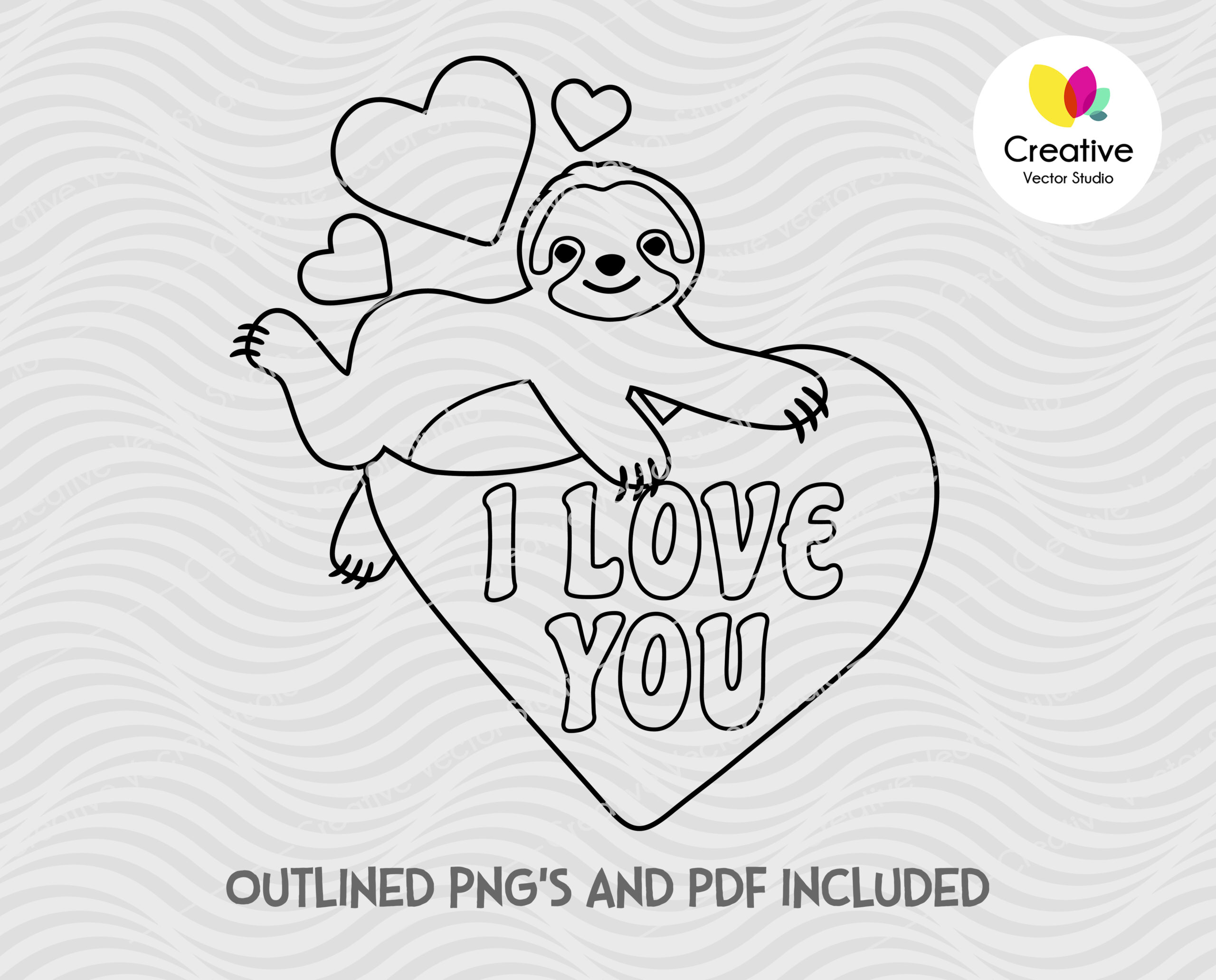 Valentine sloth with heart svg