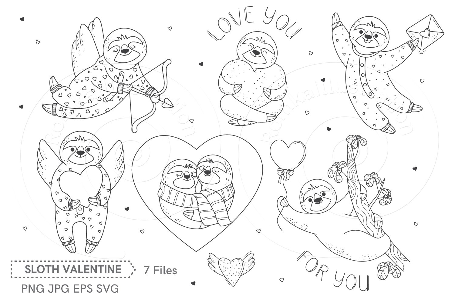 Clip art sloth valentine