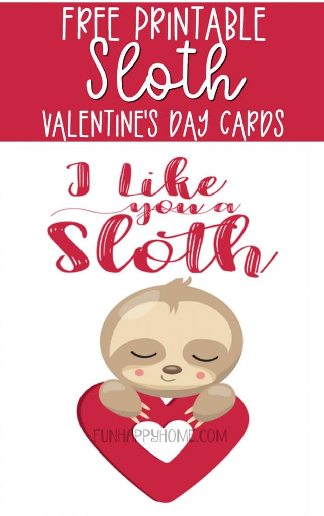 Free printable valentine day cards with cute sloths