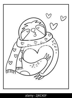 Sloth coloring page funny bear outline sloth illustration stock photo