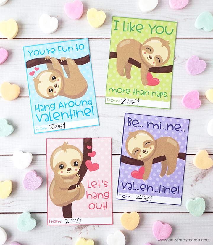 Free printable sloth valentines artsy