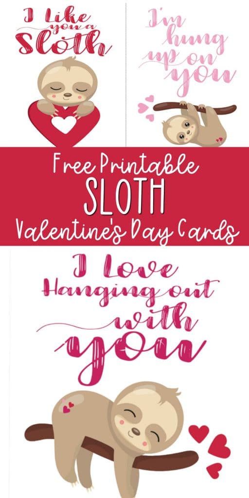 Free printable valentine day cards with cute sloths