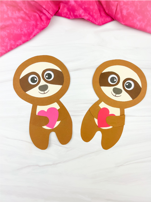 Sloth valentine craft for kids free template