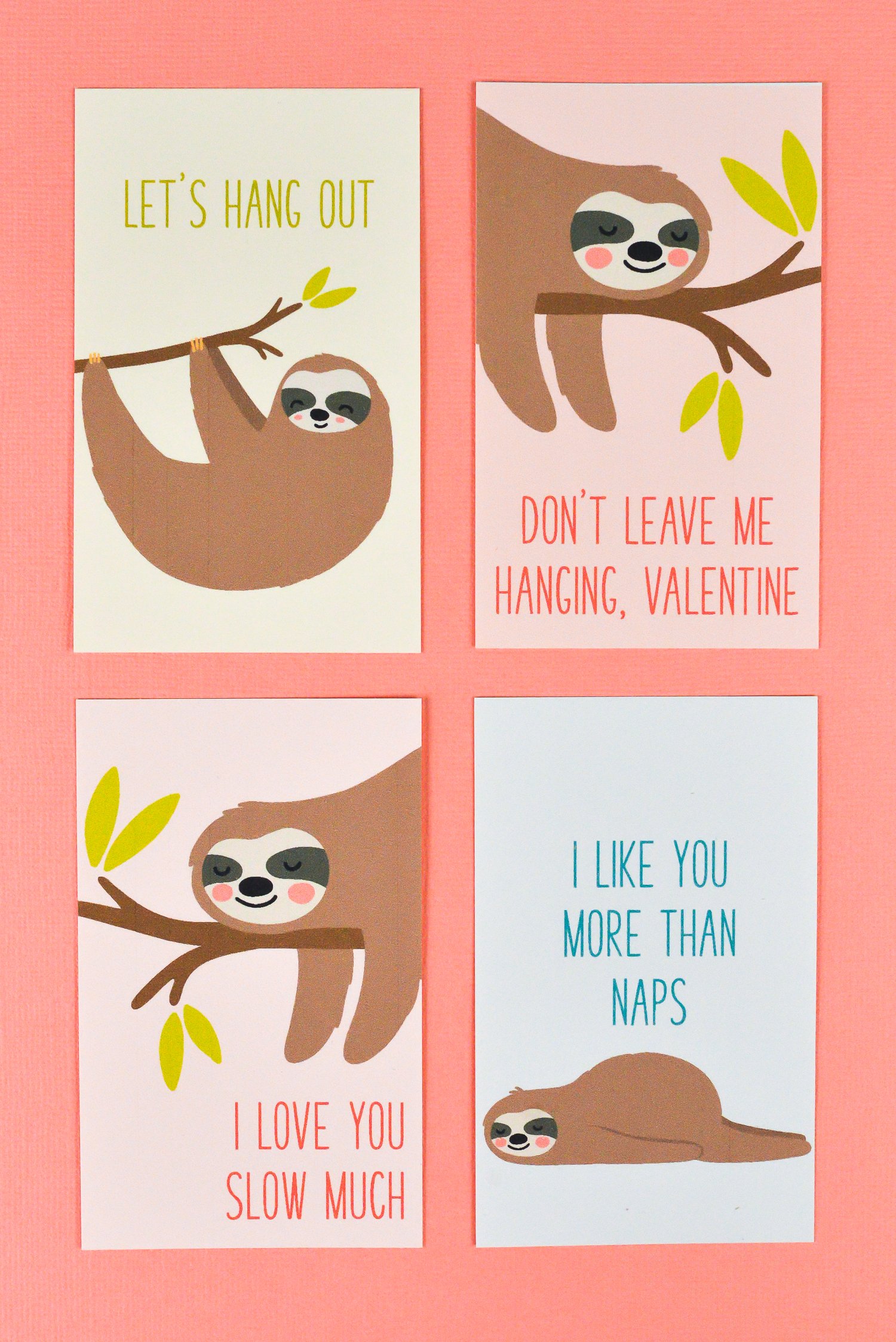 Free printable sloth valentines