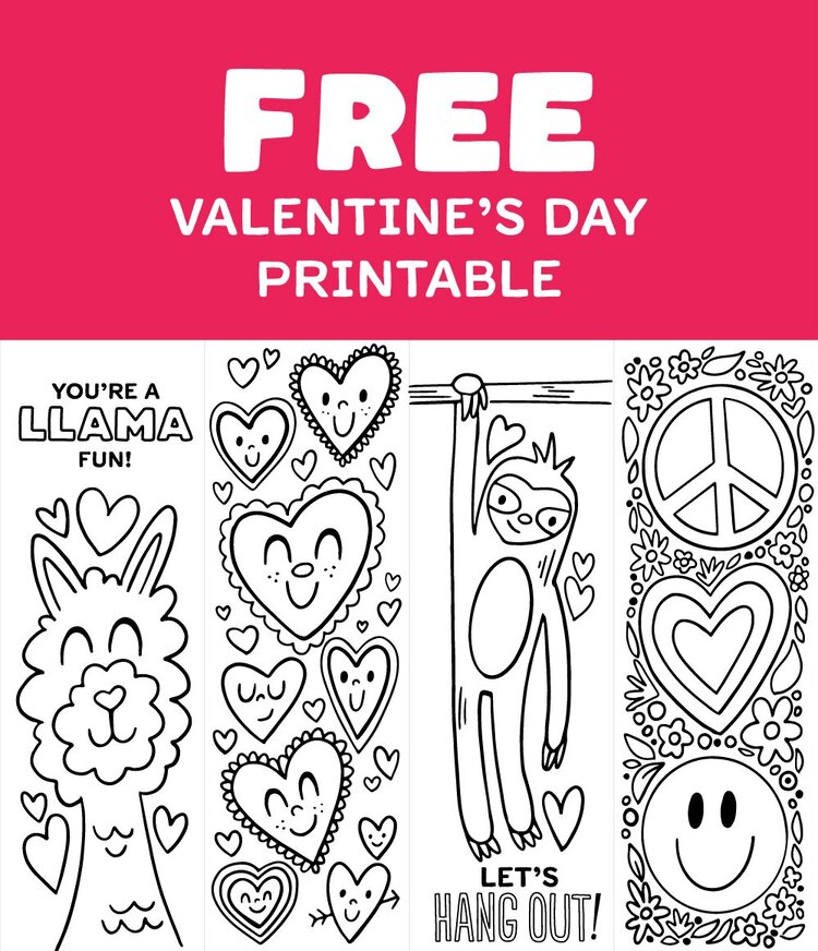 Free printable valentines day bookmarks to color â jessie steury