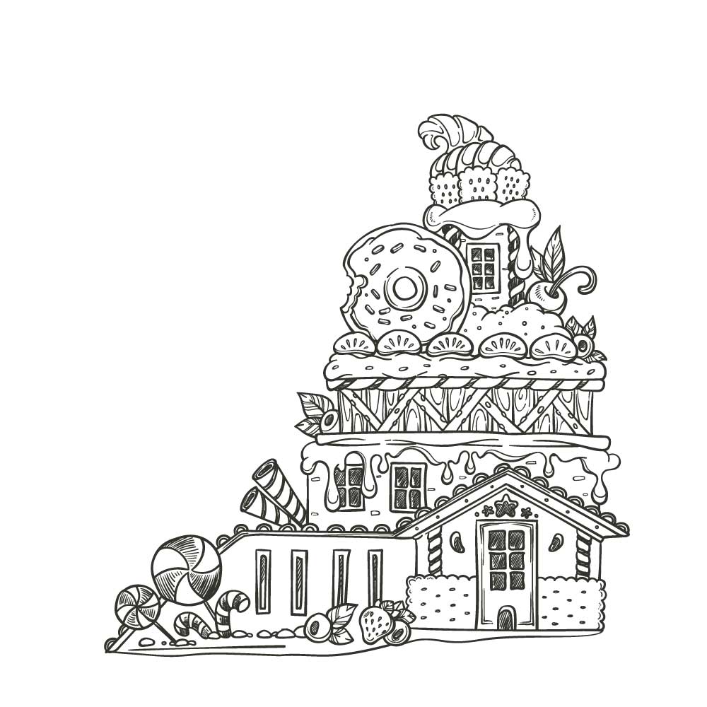 Candy house for coloring peel stick fan