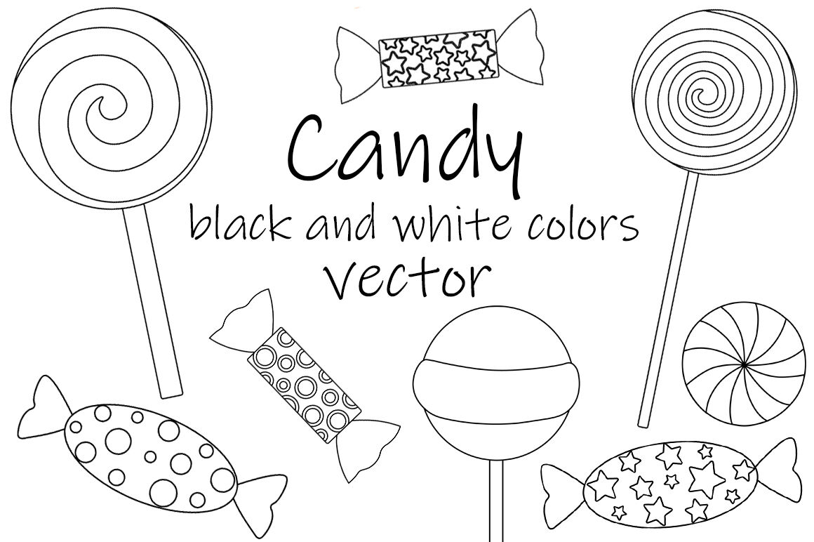 Candy black and white coloring candy svg lollipop svg by irinashishkova