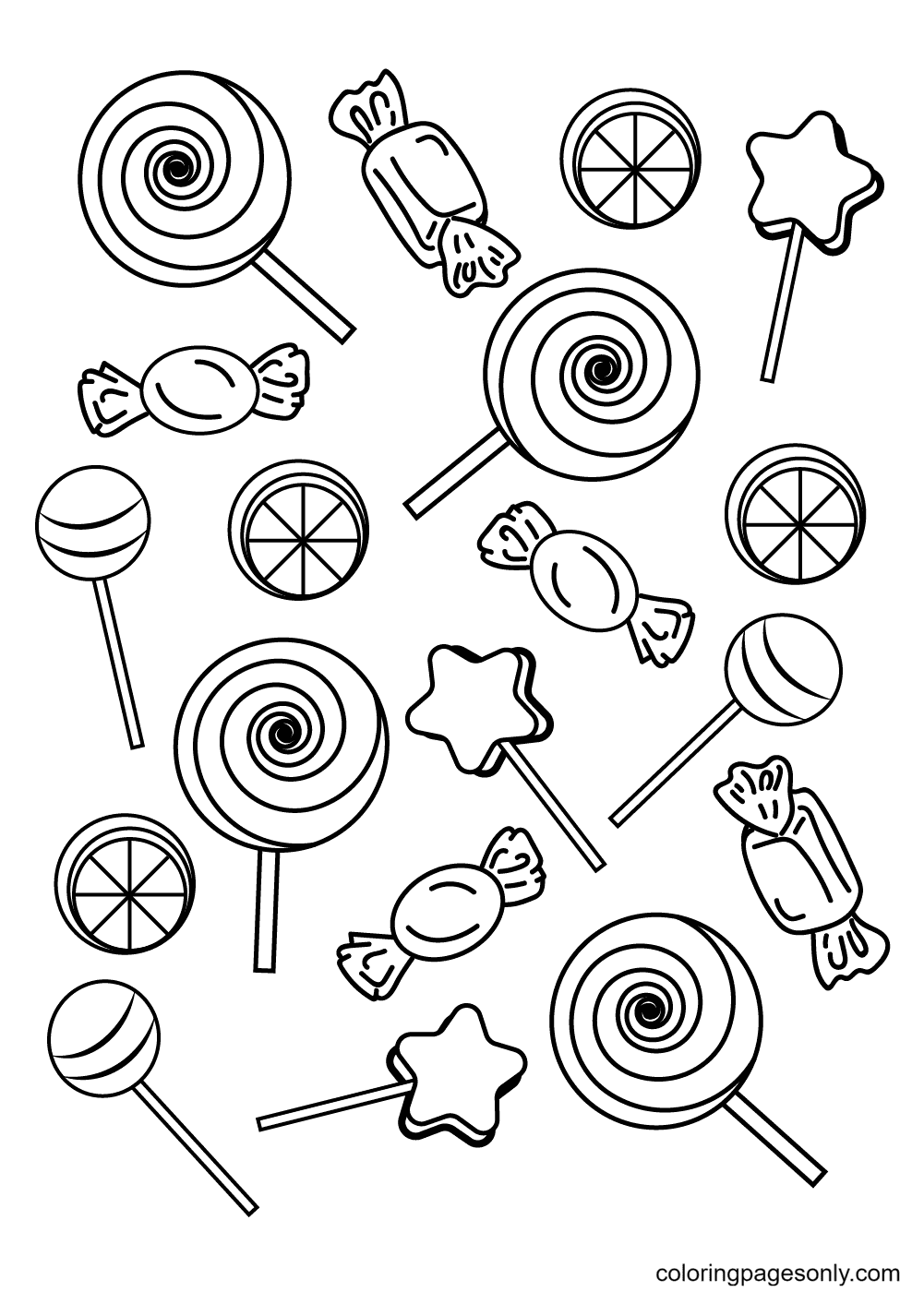 The world of candies coloring page