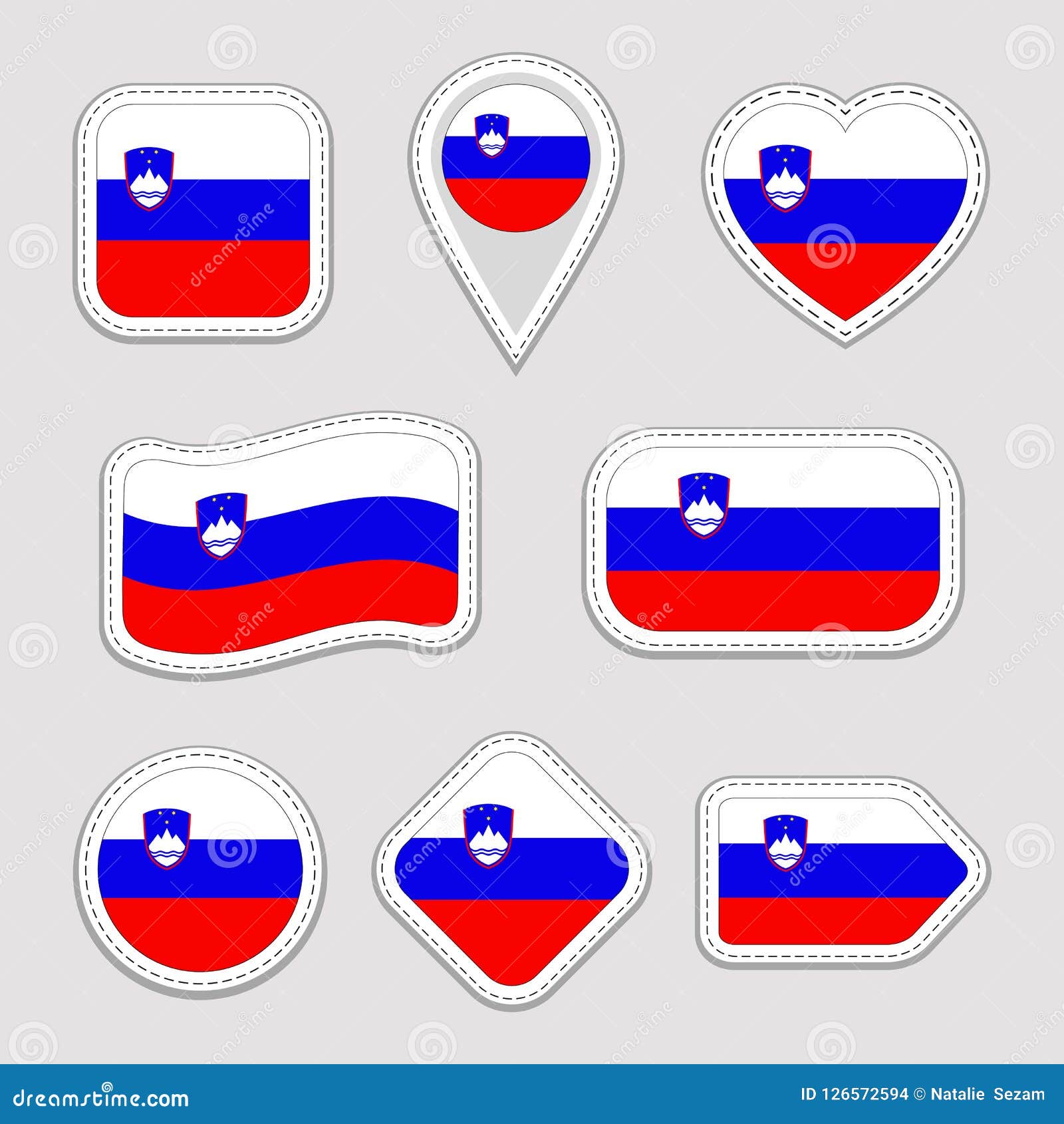 Slovenia flag vector set slovenian national flags stickers collection isolated icons traditional colors stock illustration