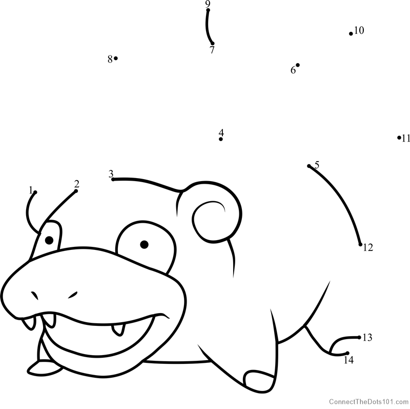 Pokemon slowpoke dot to dot printable worksheet