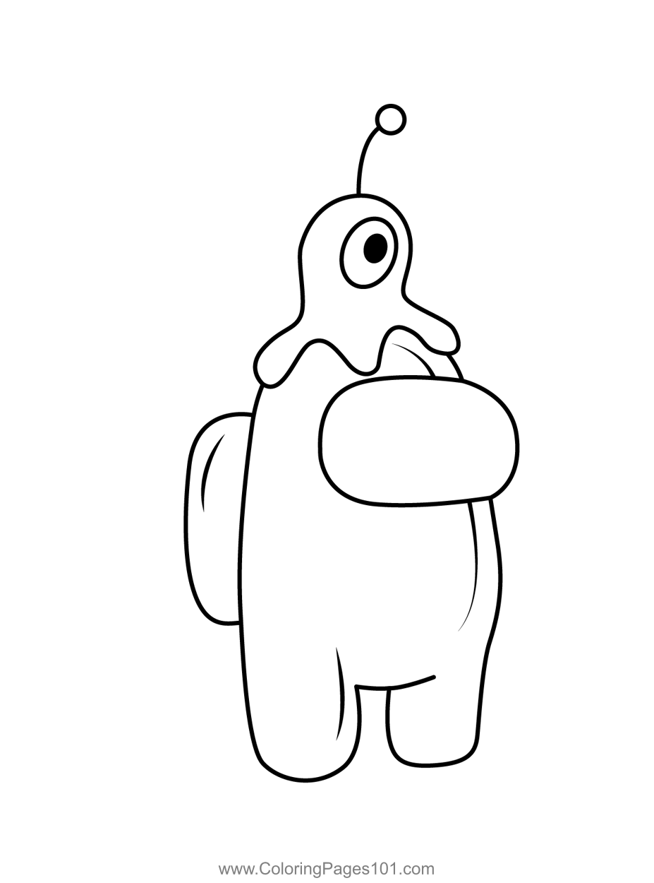 Brain slug among us coloring page for kids