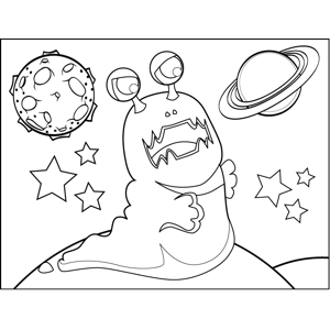 Angry space slug coloring page