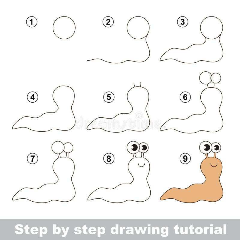 Drawing tutorial the slug stock vector