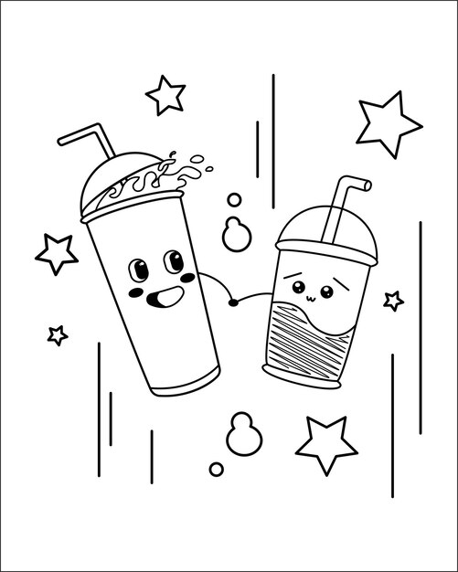 Premium vector two cute character vector illustration coloring page