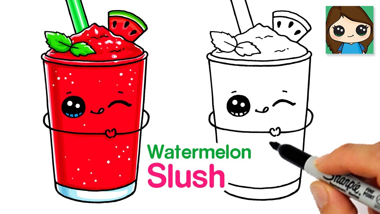 How to draw a waterelon slushy drink ð
