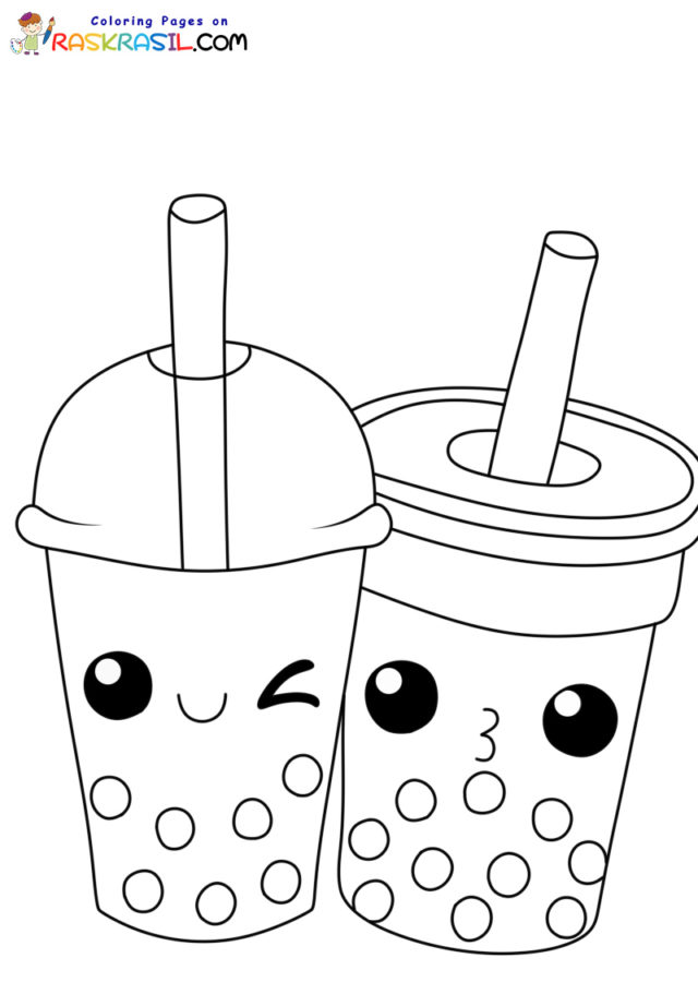 Boba tea coloring pages