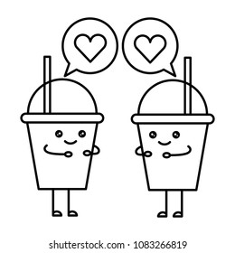 Kawaii takeaway coffee cups love cartoon stock vector royalty free