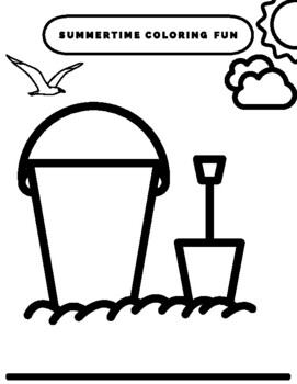 Summertime coloring worksheet pail and shovel by elearningwithericka