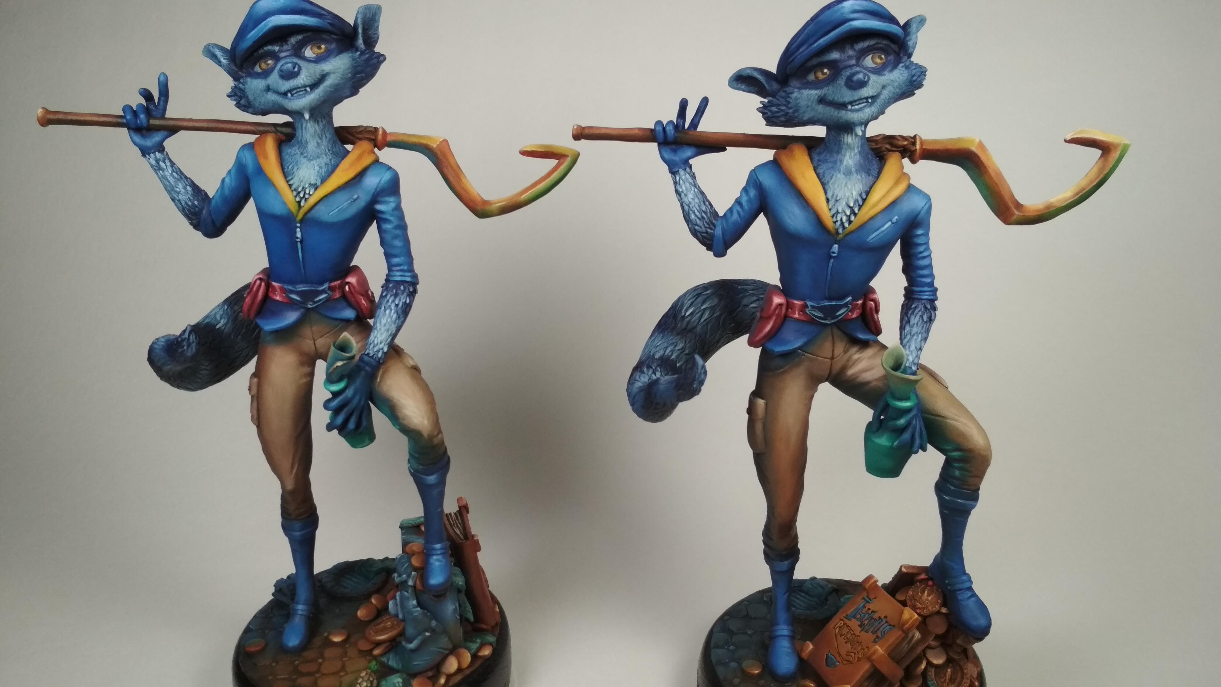 Custom sly cooper figures made with polymer clay and oil paints r slycooper