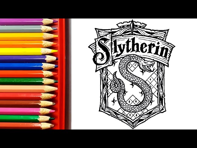 Draw and color slytherin logoð easy step by step harry potter drawings