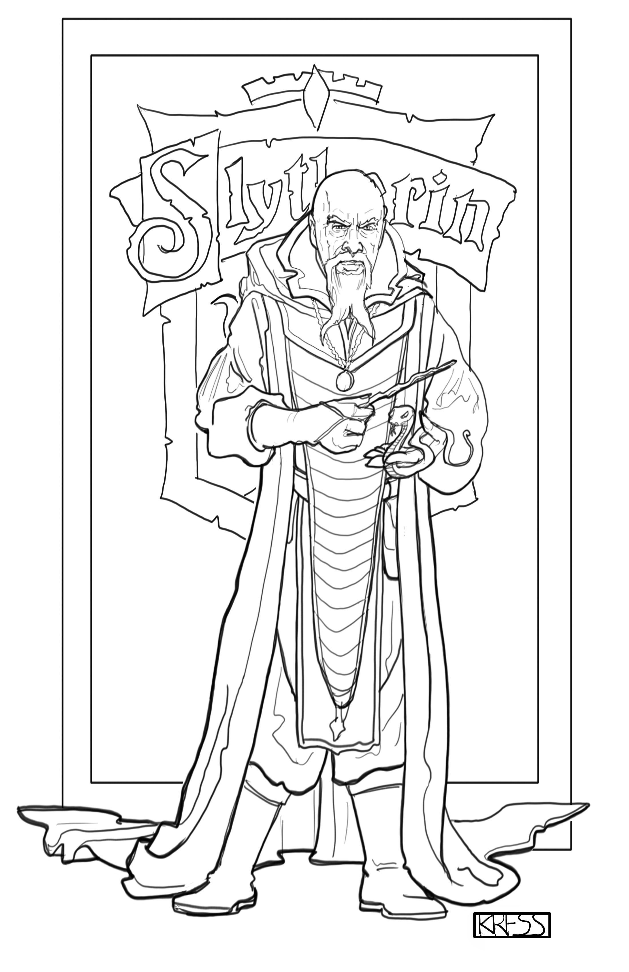 Art by kurt kress salazar slytherinfounder of slytherin harry potter coloring pages harry potter coloring book harry potter colors