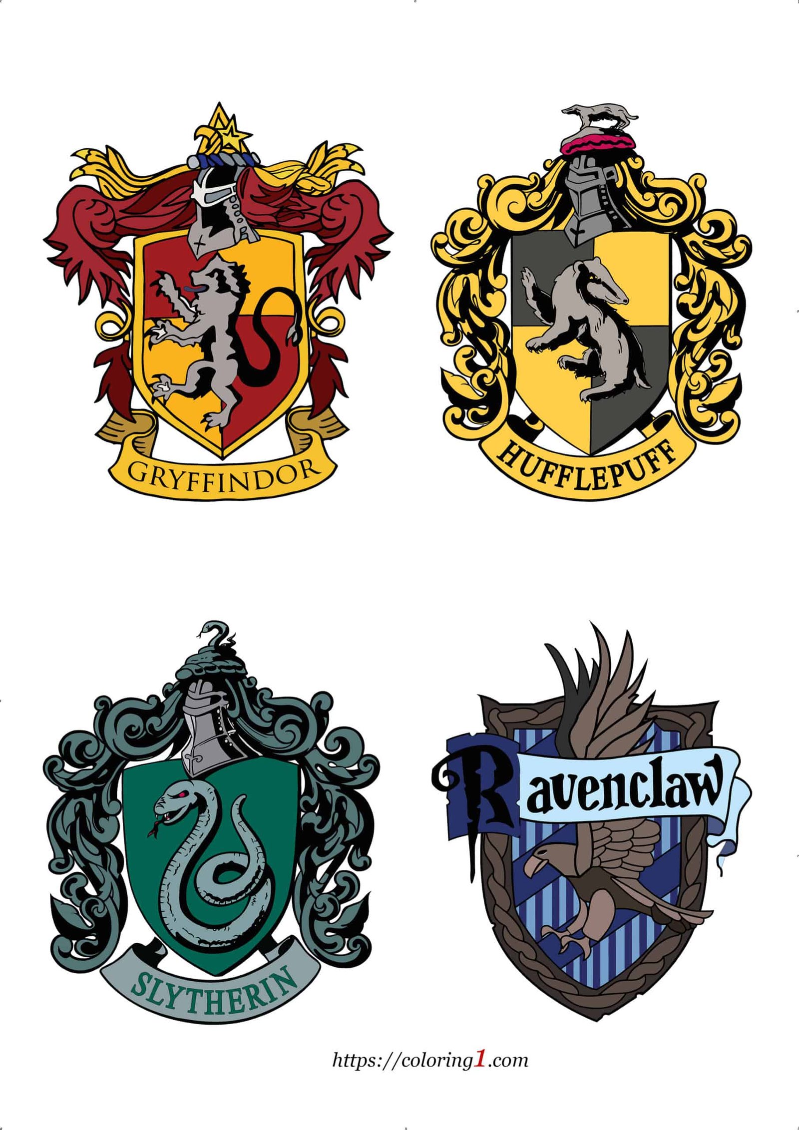 Harry potter house crests coloring pages