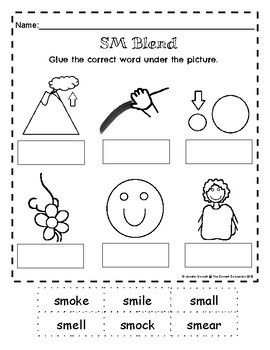 Sm blend worksheets blends worksheets reading words writing words