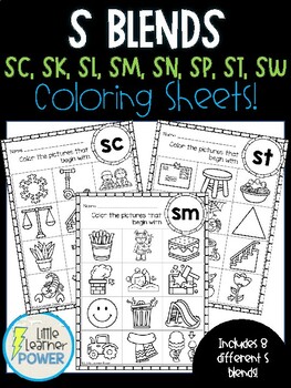 Initial s blends coloring pages