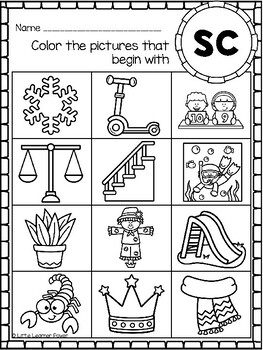 Initial s blends coloring pages