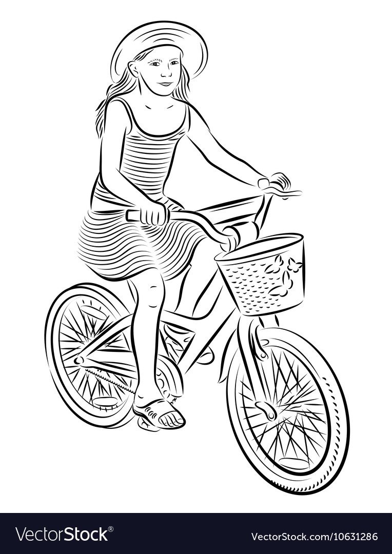 Small girl riding a bike royalty free vector image