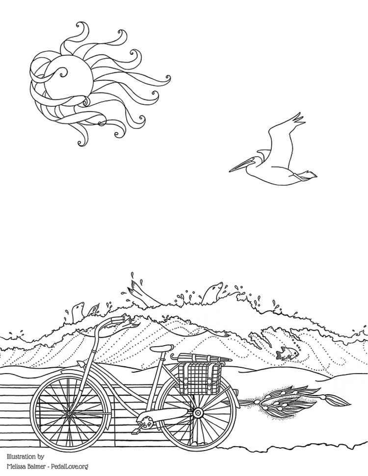 A day at the beach coloring page â pedal love